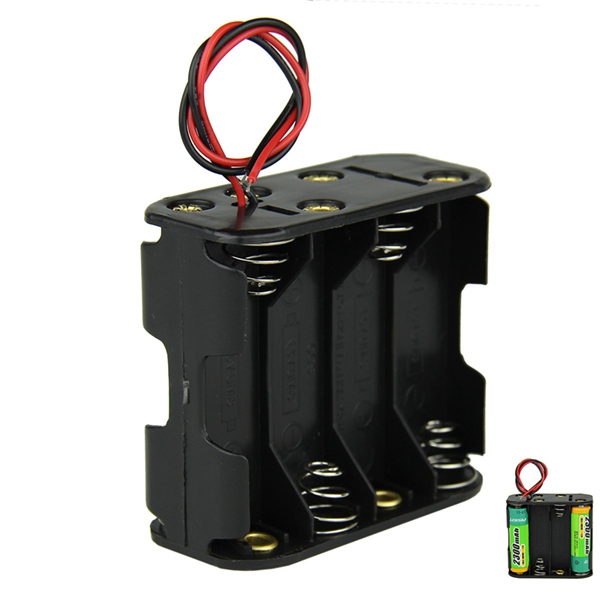 

DIY 12V 8-Slot / 8 x AA Battery Double Deck / Back To Back Holder Case Box With Leads