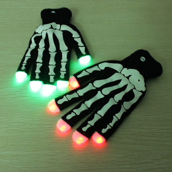 

Halloween Party Glow LED Gloves With Gemmy Skeleton