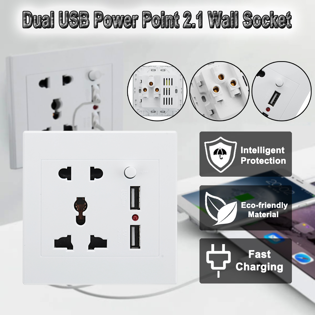 Dual USB Wall Socket