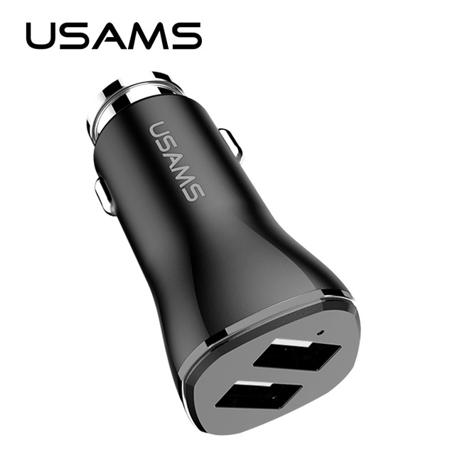 

USAMS US-CC020 Dural USB 5V / 2.4A квадратной формы Автомобильное зарядное устройство для мобильного телефона