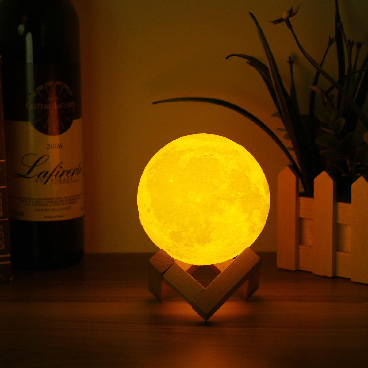 

10 см 3D Magical Two Tone Moon Table Лампа USB-зарядка Luna LED Night Light Touch Датчик Подарок