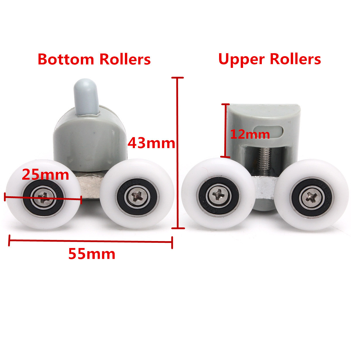 8Pcs Double Sliding Shower Door Rollers Runners Replacement Glass Wheels