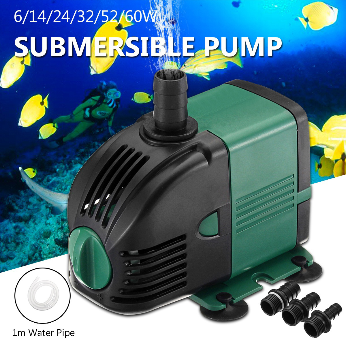 SUNSUN 6W/12W/24W/35W/52W/60W Submersible Water Pump Aquarium Fish Tank Pond Low 