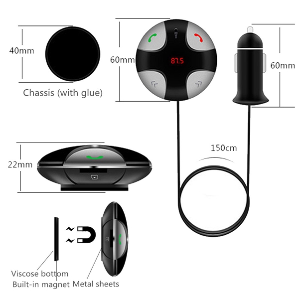 Wireless Bluetooth FM Transmitter Mp3 Player with USB Charger Car Kit