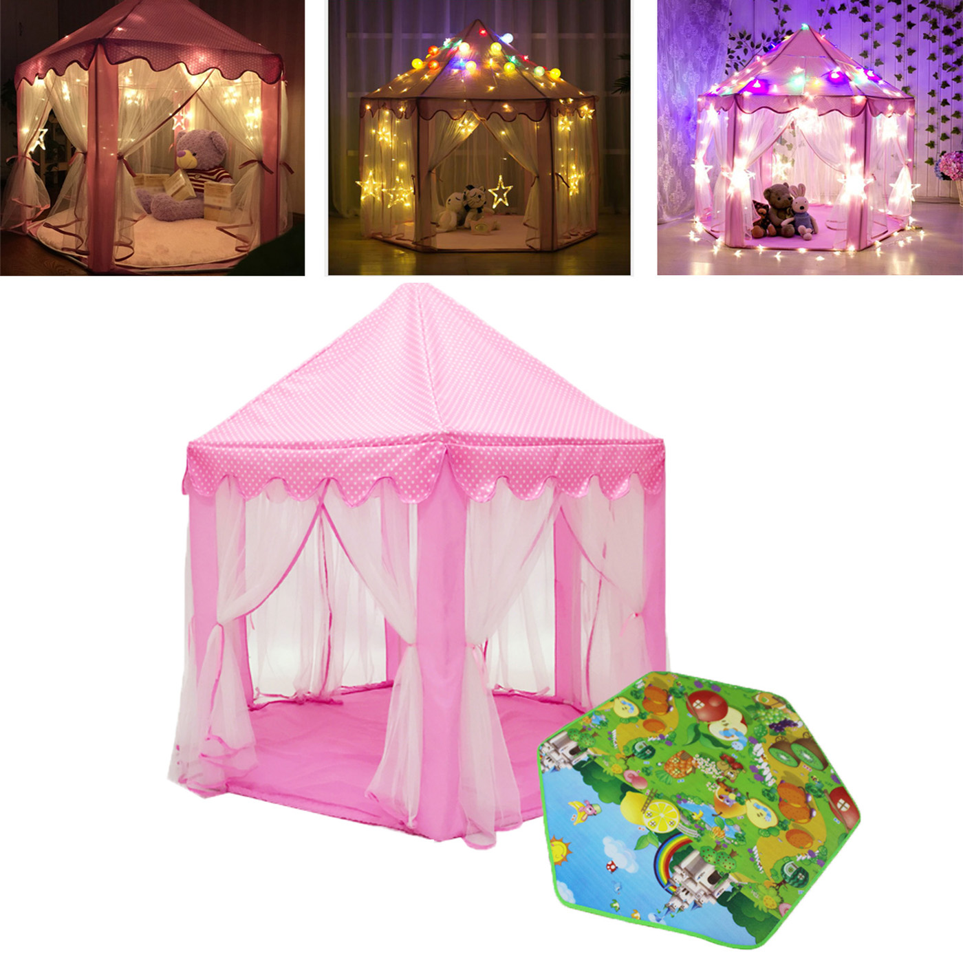 

Дети Дети Play House На открытом воздухе Крытые игровые игрушки Палатки девочек Розовый Принцесса замок + коврик для мыши