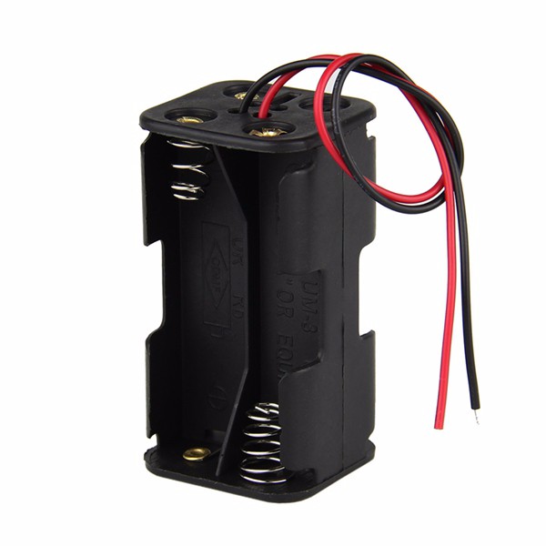 

3pcs DIY 6V 4-Slot AA Battery Double Deck / Back To Back Holder Case With Leads