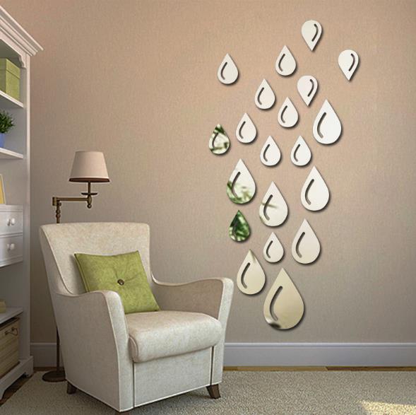 

3D Water Drop Silver DIY Форма Зеркальные стикеры стены Главная Стена Спальня Офисный декор