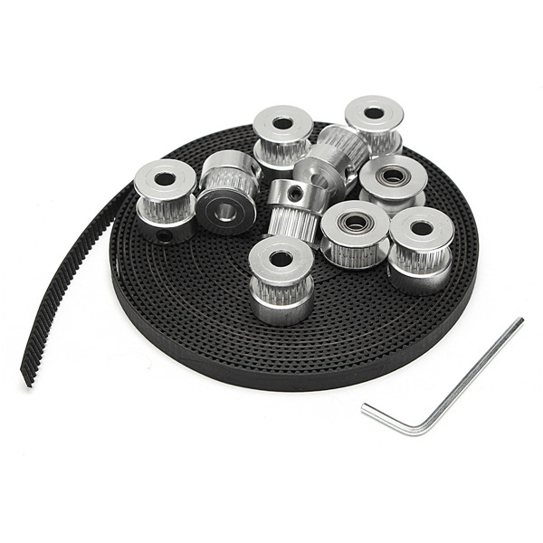 8pcs GT2 20T Bore 5mm Timing Pulley with 5m Belt and 2pcs Tensioner