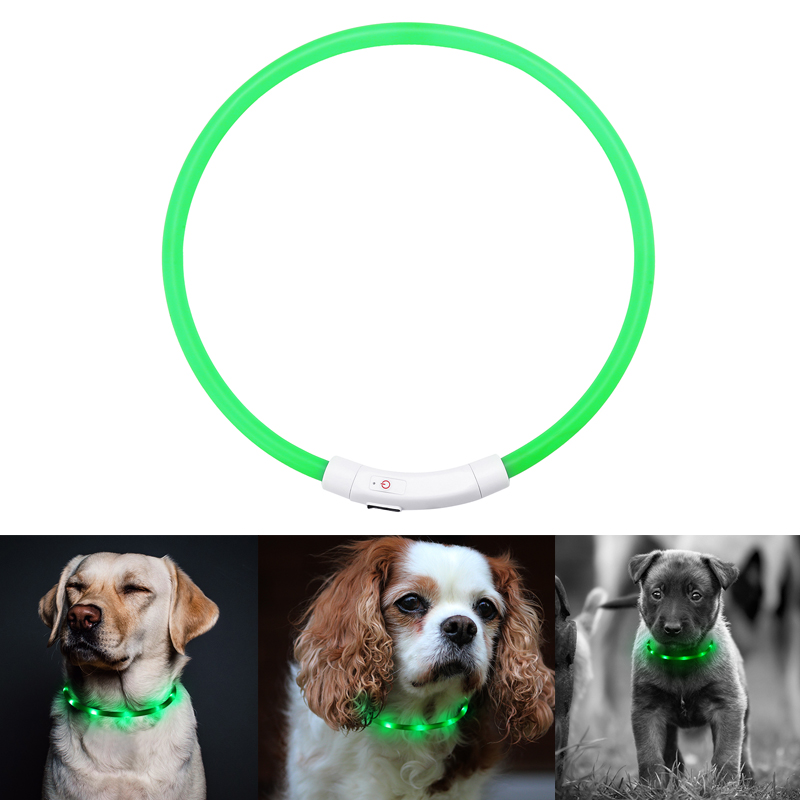 

70см Собака ошейник перезаряжаемый USB регулируемый Длина LED ошейник На открытом воздухе охота Собака аксессуары