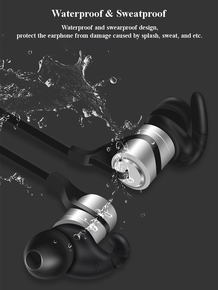 D9 In-ear Sport Waterproof Sweatproof Magnetic Absorption Voice Prompt V4.1 Bluetooth Earphone