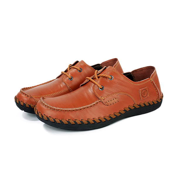 

Мужчины случайные кожи на открытом воздухе удобные плоские кружева вверх круглый носок обуви Oxfords