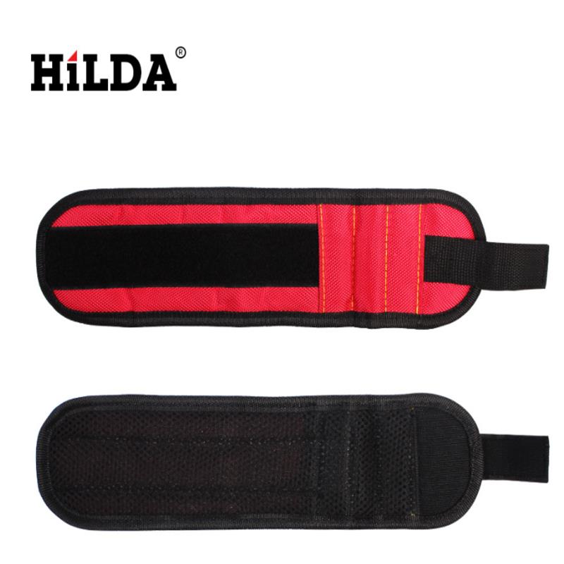HILDA Wristband Tool Adjustable Tool Wrist Band for Screws Nails Nuts Bolts Strong Magnet Hand Free