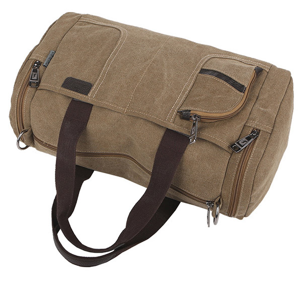 Men Bag, Canvas Casual Travel, Outdoor Big Khaki, Coffee Handbag Crossbody Bag