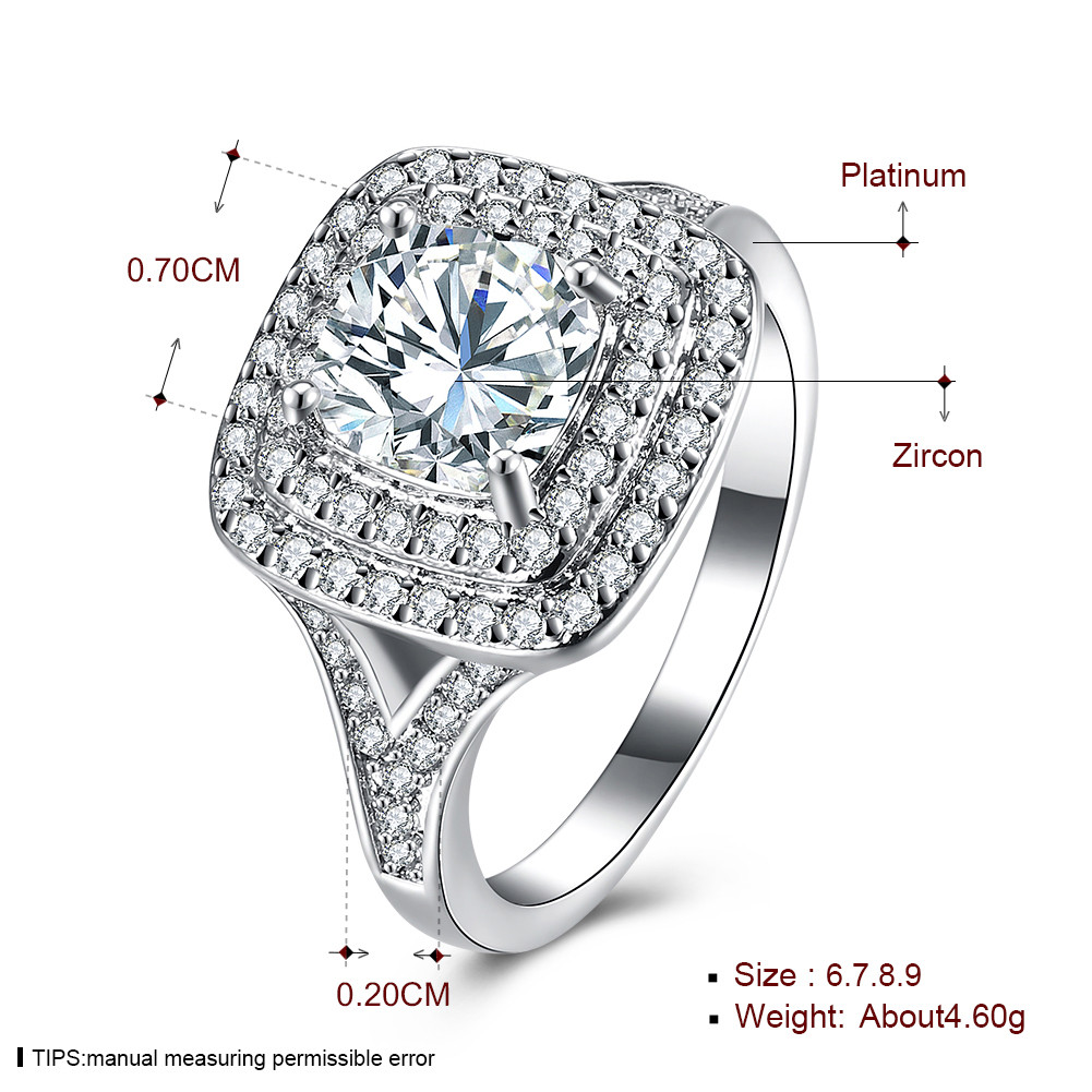 Zircon Platinum Plated Rhinestones Gift Wedding Jewelry Finger Rings