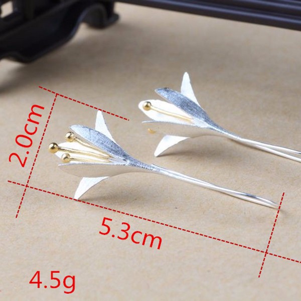 S925 Silver Ear Drop Delicate Magnolia Flower Earrings