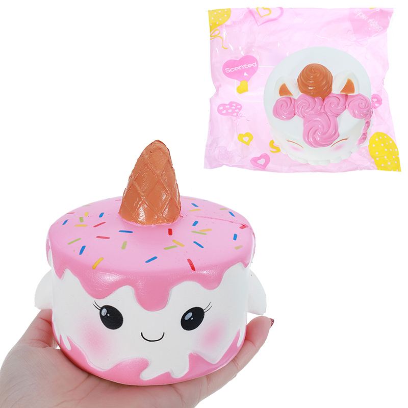 

Cute Unicorn Cake Squishy 11 * 10CM Super Slow Rising Cream Ароматизированный оригинальный пакетный ремешок для телефона