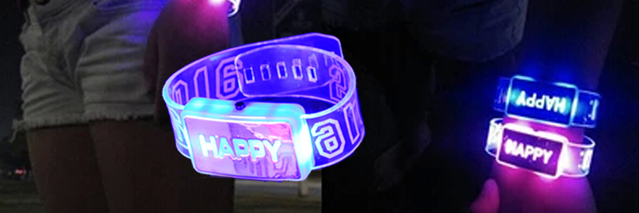 2016 Happy LED Wristband Bracelet Glowing Happy Wristband Dance Party Decoration