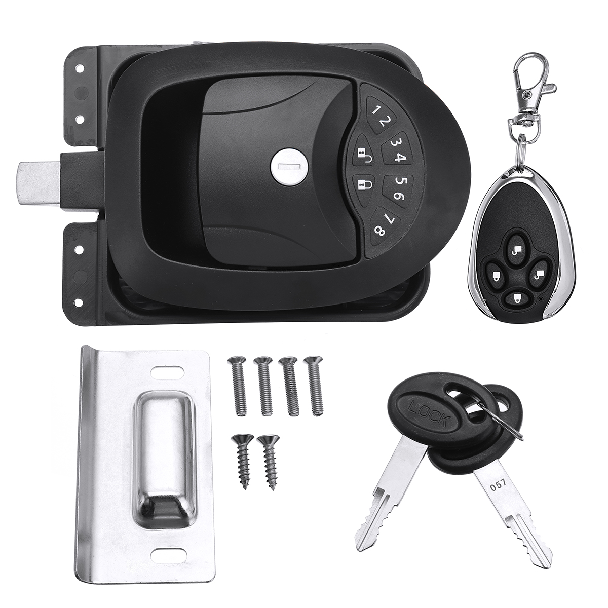 

Car Keyless Entry System Door Lock Latch Handle Knob Deadbolt RV Camper Trailer Black