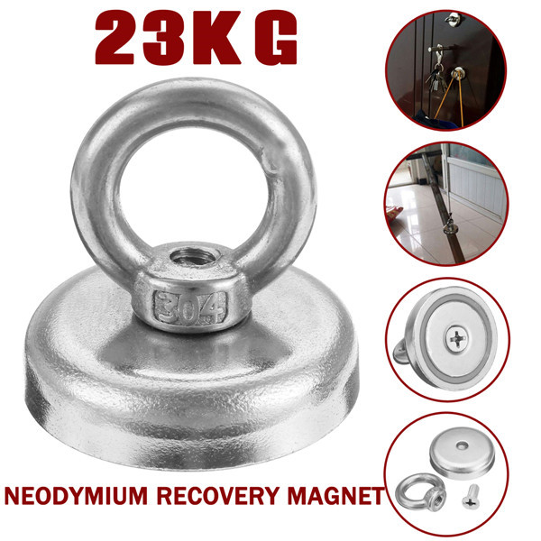 23kg 32x30mm Neodymium Recovery Magnet Metal Detector Hook Magnet