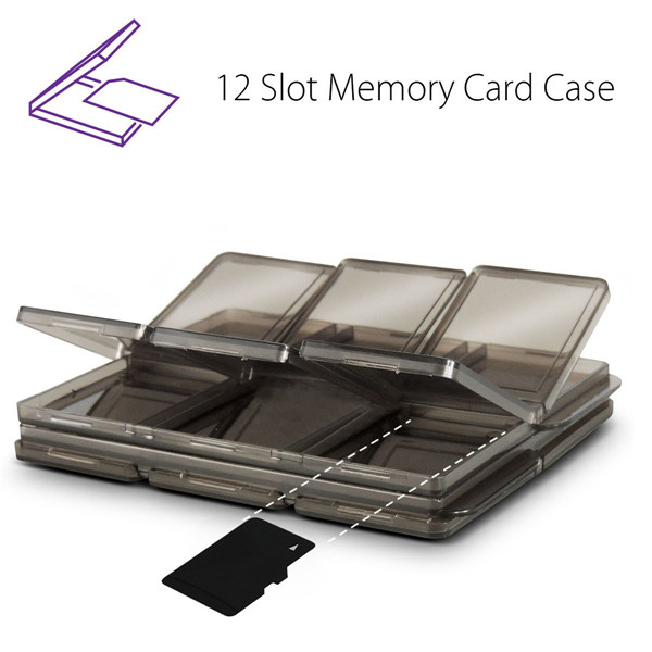 Foldable 12 Slot SIM/Micro SD/TF Memory Card Storage Case Box Holder Protector