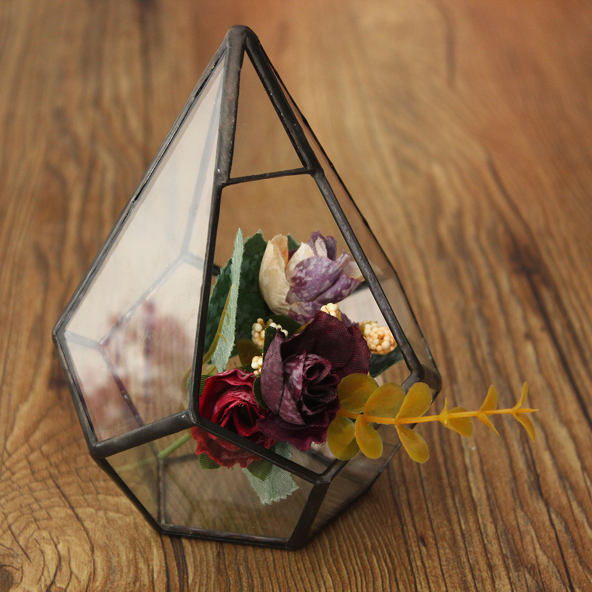 Triangle Greenhouse Glass Terrarium DIY Micro Landscape Succulent Plants Flower Pot