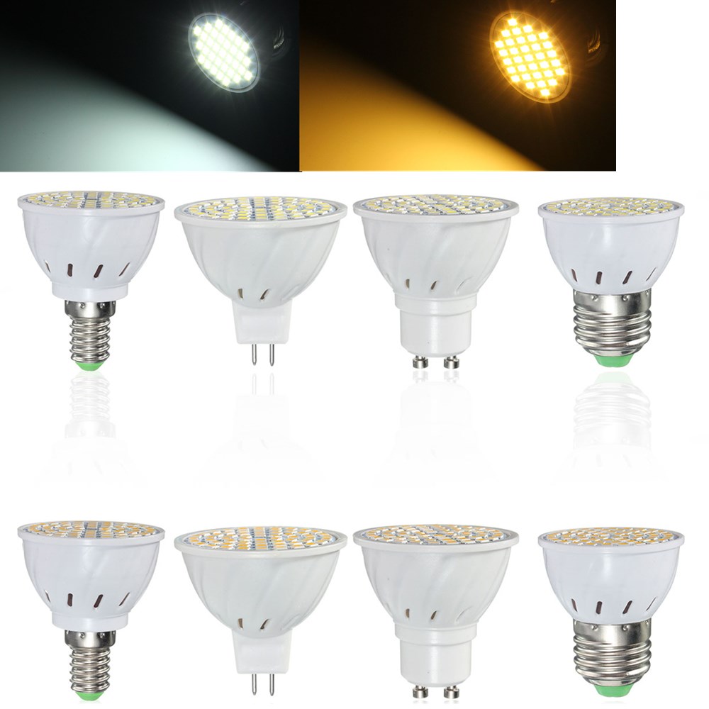 

E27 E14 GU10 MR16 4W 60 SMD 2835 LED Чистый белый теплый белый свет лампы Light AC 110V / 220V