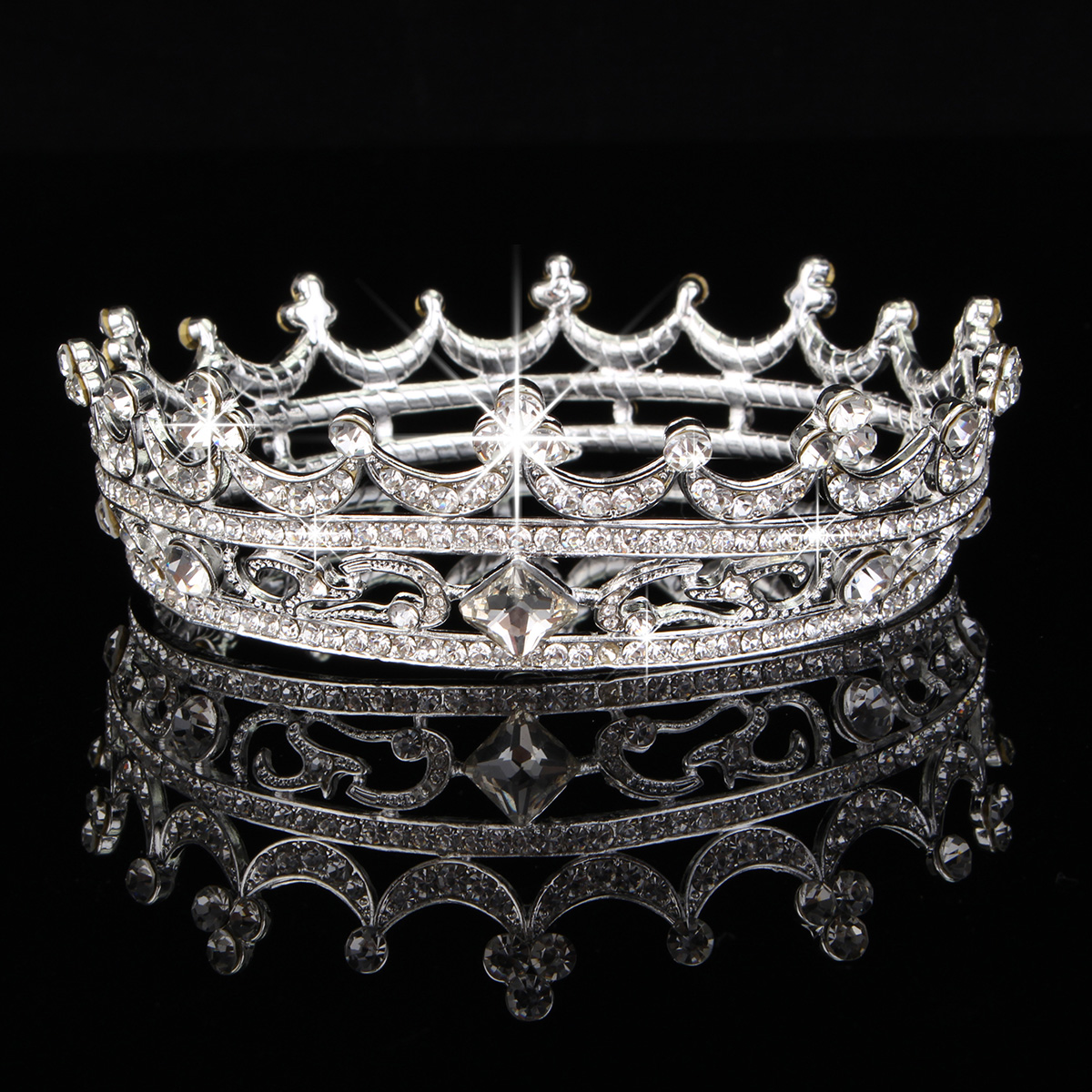 

Невесты Rhinestone Crystal Crown Tiara Head Jewelry Princess Queen Headpiece Свадебное Аксессуары