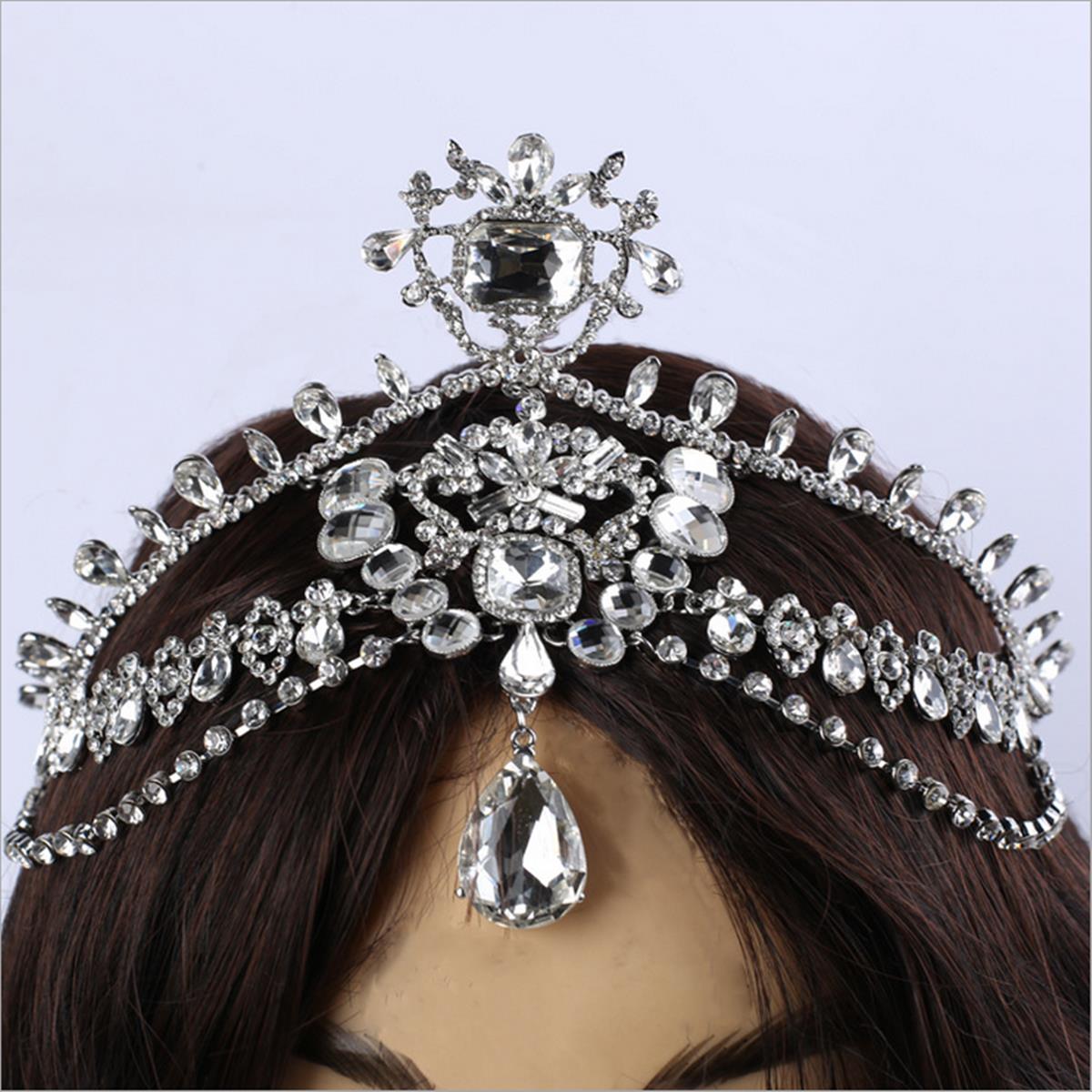 

Невеста алмаз игристое кристалл горный хрусталь волосы цепь король королева тиару свадьба головной убор
