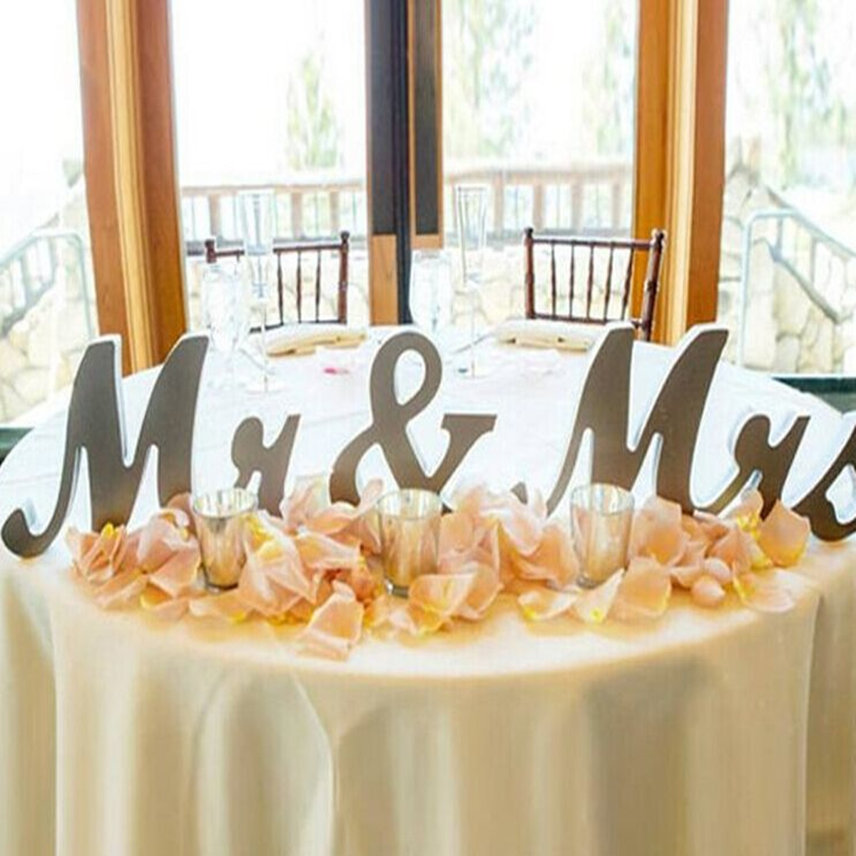 

35CM MR&MRS Shining Bling Wooden Letters Sign Table Decoration Wedding Favor Gift Accessories