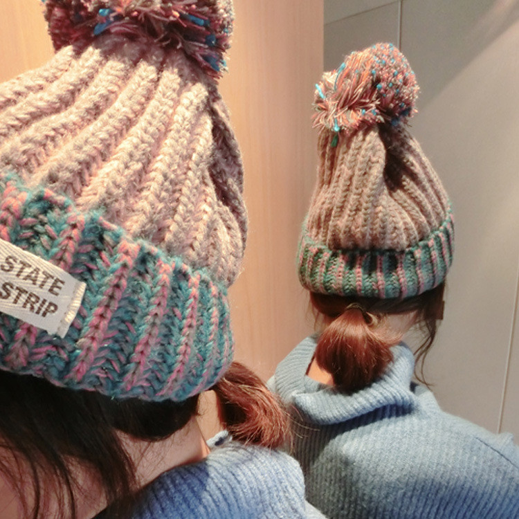

Женщины дамы шерстяные вязание мяч шапочку шляпа вязаная теплая шапка лыжная шерстяная шапочка