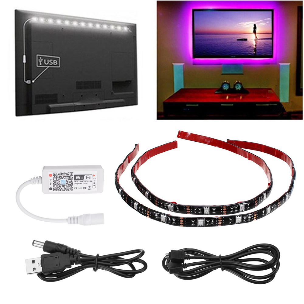 

ARILUX® 2PCS 50CM 5V 5050 WiFi Controller IP65 RGB USB LED Strip Light TV Background Lighting Kit
