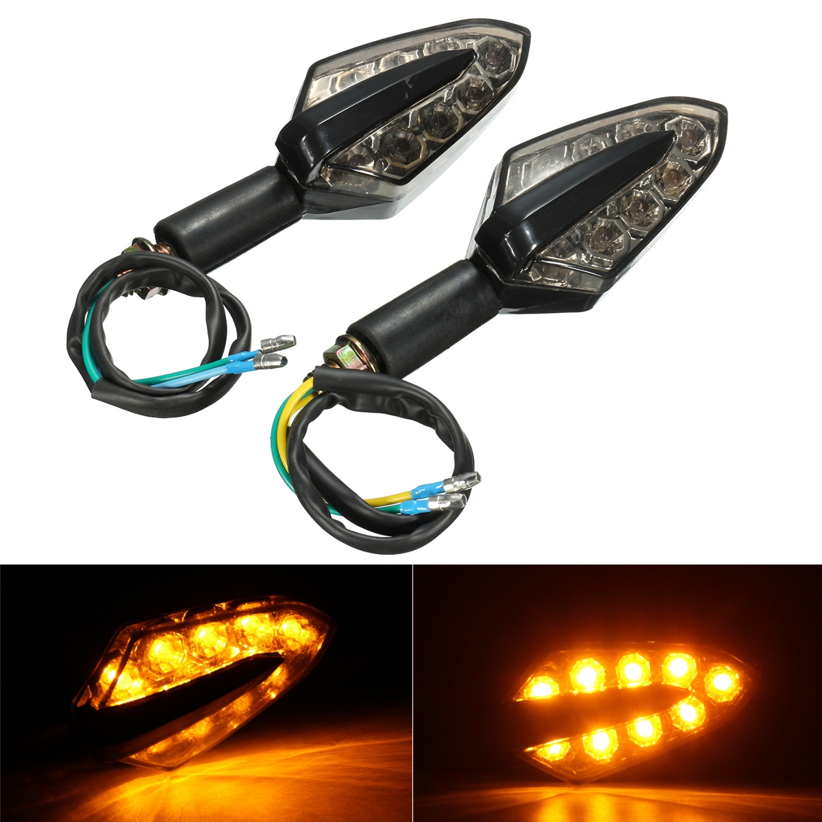 

Пара 12V LED мотоцикл Индикатор поворота индикатора Turn Turn Amber Лампа Лампа