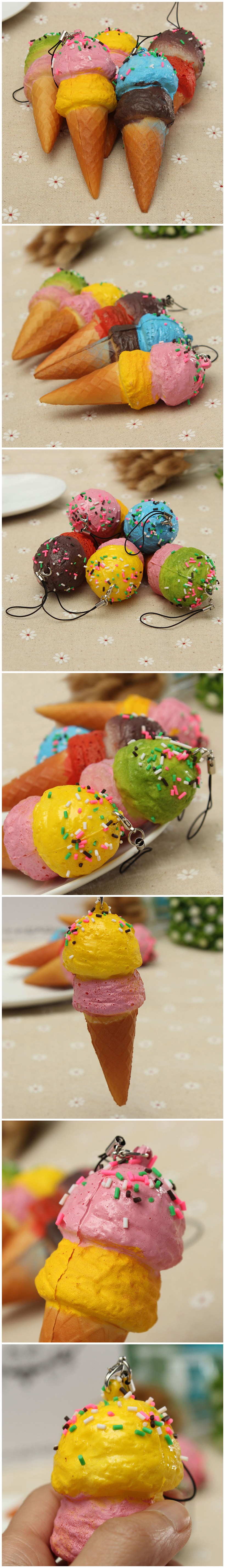 Cute Cell Phone Charms Kawaii Ice cream Squishy with Gift Bag Strap Phone  Pendant