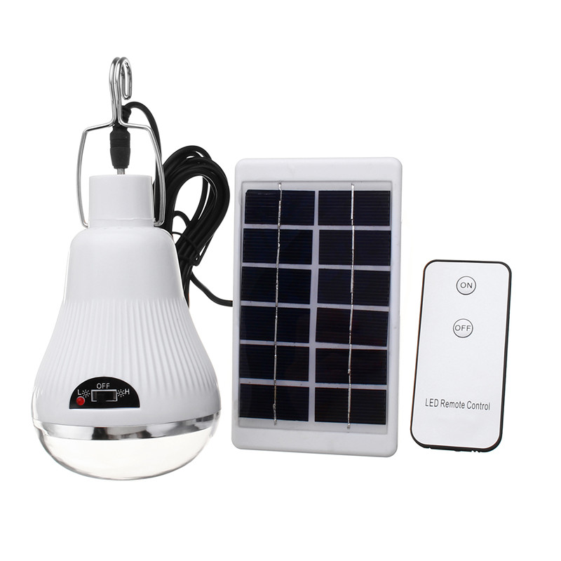 

6V 1W Портативный Солнечная Панель Powered Светодиодный Лампа Bulb Дистанционное Управление На открытом воздухе Кемпинг Палатка фонарь