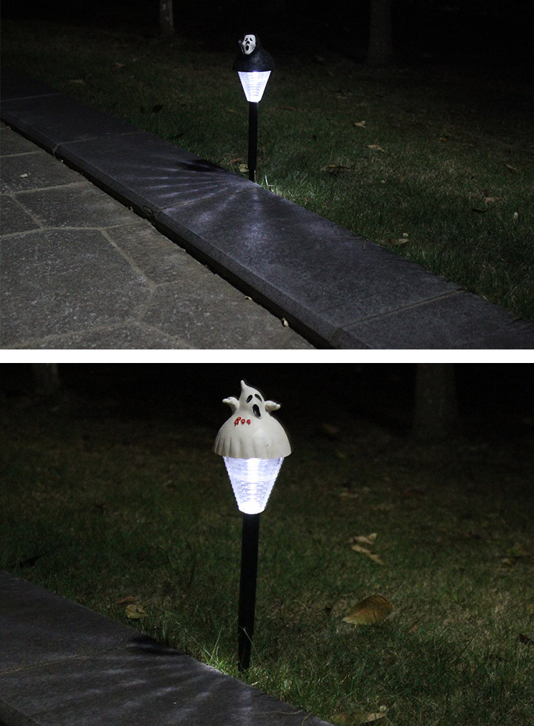 2pcs Halloween Ghost Pumpkin White LED Lights Garden Courtyard Holiday Decoration Lamp