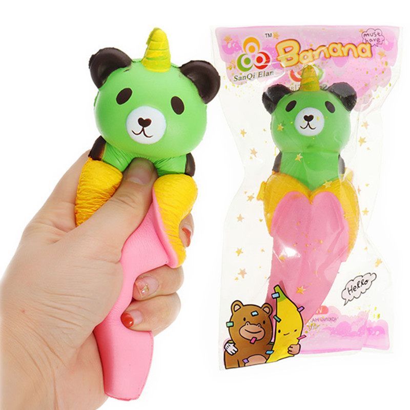 

SanQi Elan Banana Bear Squishy 18 * 6 см Медленный рост с подарком коллекции упаковки Soft Toy
