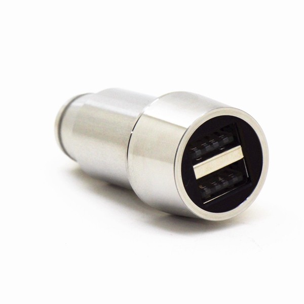 YHB5V31-03 DC5V 3.1A Two USB Port Stainless Steel Car Charger