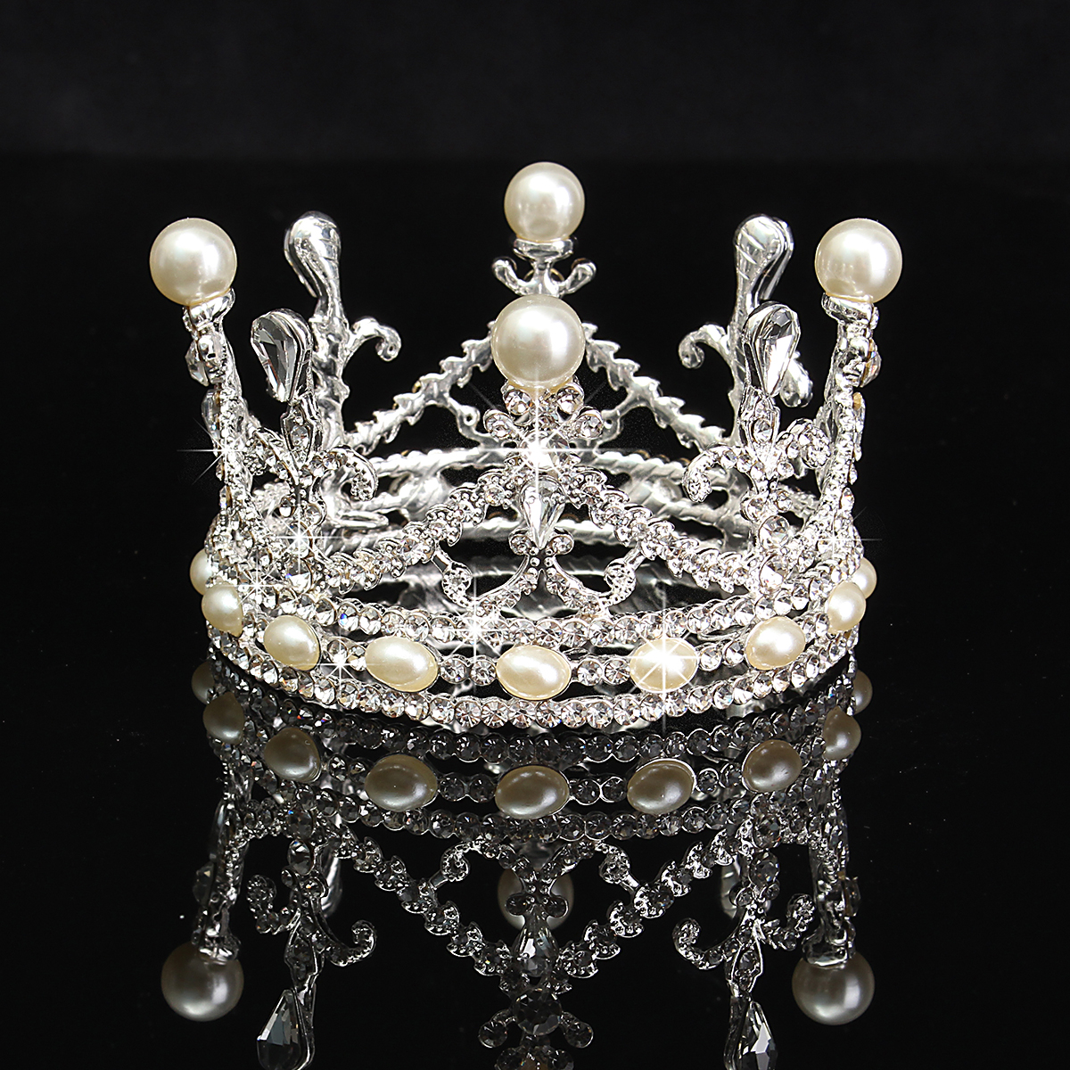 

Невесты Rhinestone Diamond Pearl Crown Tiara Head Jewelry Princess Queen Headpiece Свадебное Аксессуары