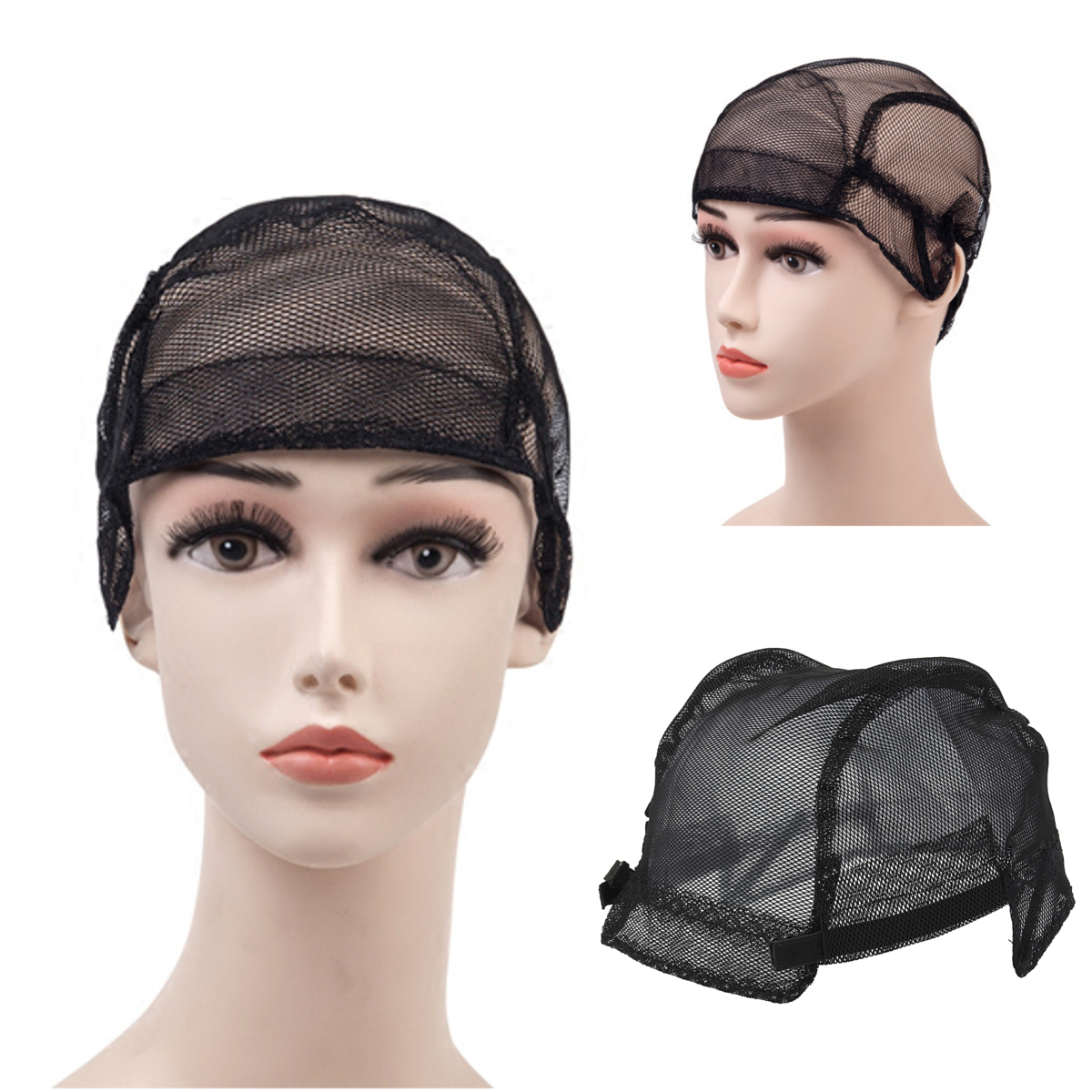 Wig Caps For Making Wigs Stretch Lace Weaving Cap Adjustable Straps Black