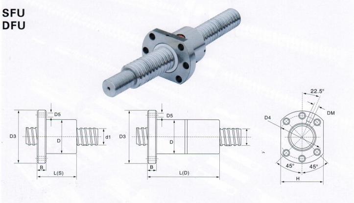 SFU2005 1000mm Ball Screw End Machined Ballscrew with Single Ballnut for CNC
