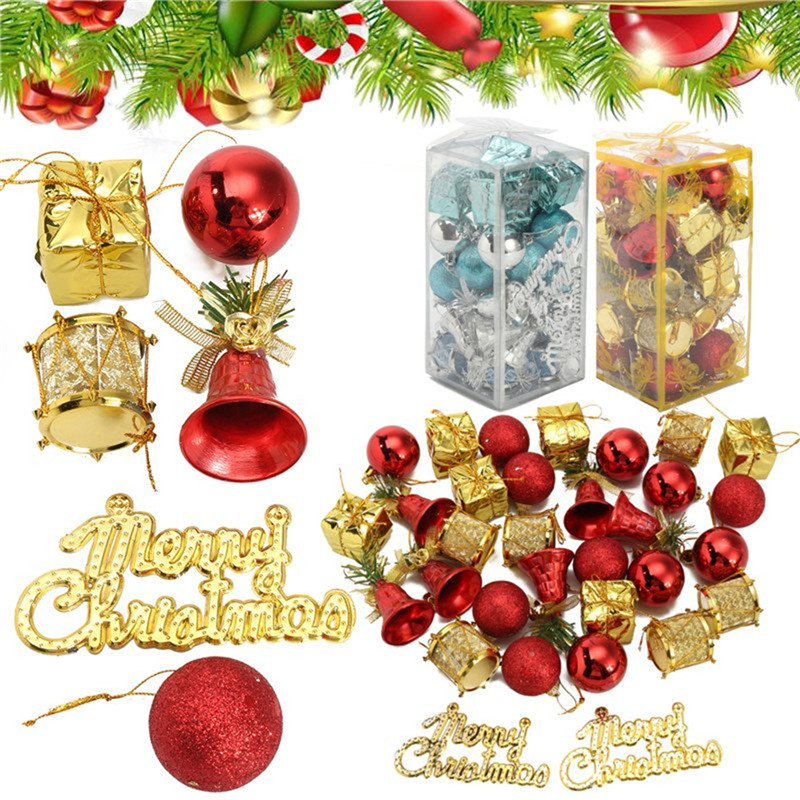 

32Pcs Christmas Ornaments Balls Drums Bells Baubles Tree Decoration