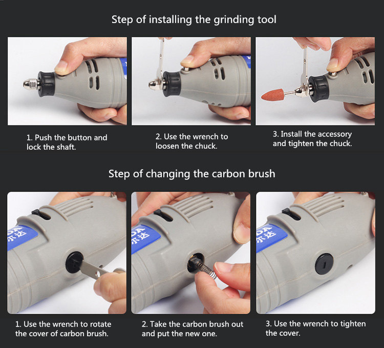 HILDA 220V 150W Variable Speed Electric Grinder Mini Rotary Tool Drill with Power Switch