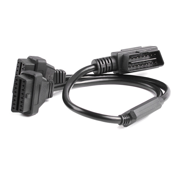 L-Type 16Pin OBD2 Extension Cable One with Two 90 Degree Elbow Adapter Cable 