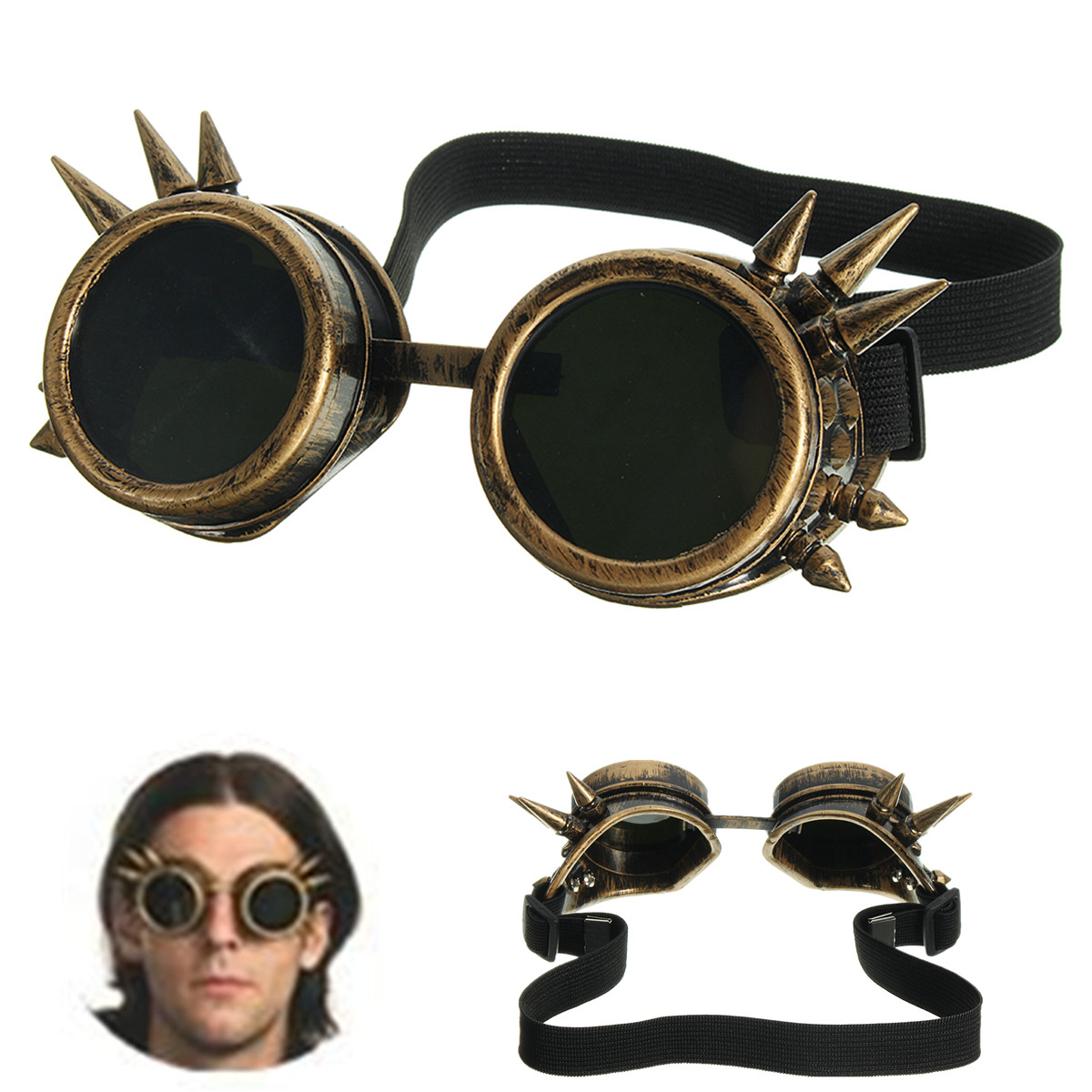 

Мужчины Винтаж викторианской готики косплей заклепки стимпанк очки Очки хиппи солнцезащитные очки