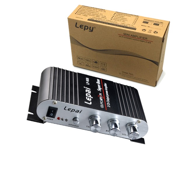 Black Lepy808 12V Amplifier Mini Hi-Fi Stereo Audio Amplifier
