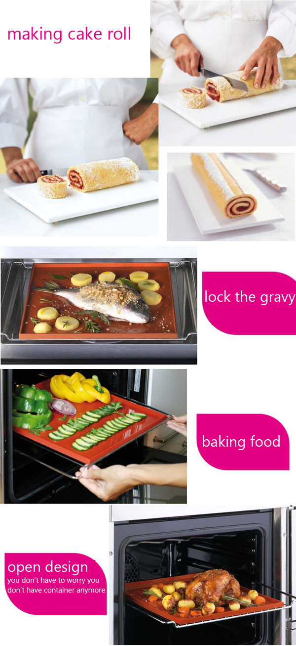 Silicone Swiss Roll Roll Mat Fiberglass Non-stick Baking Cake Food Pad 