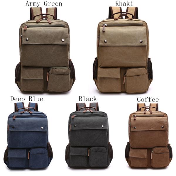 Men Bag, Canvas Big Capacity, Travel Zipper Multifunctional, Shoulders Bag Backpack