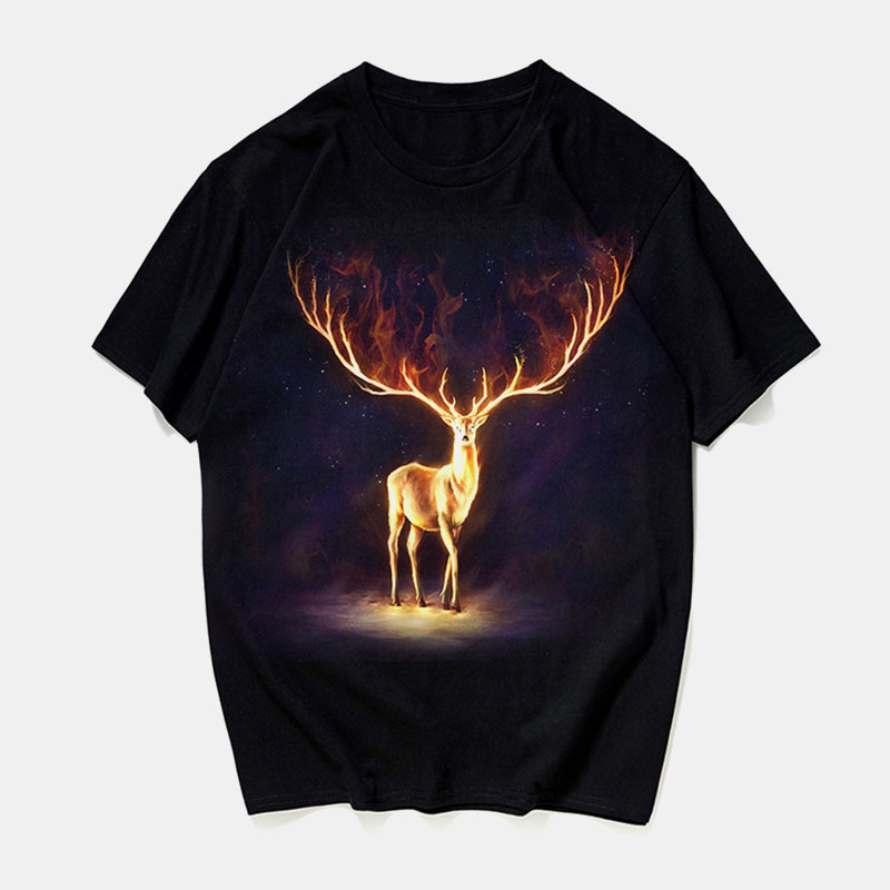 

Mens Summer Deer Печатные модные повседневные футболки