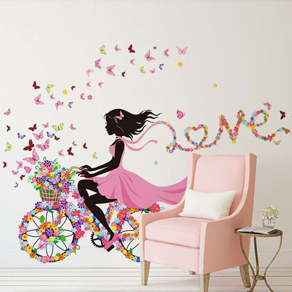 

Поделки стикер стены Дети украшение помещения бабочка принцесса велосипед девушка искусство деколи домой настенная