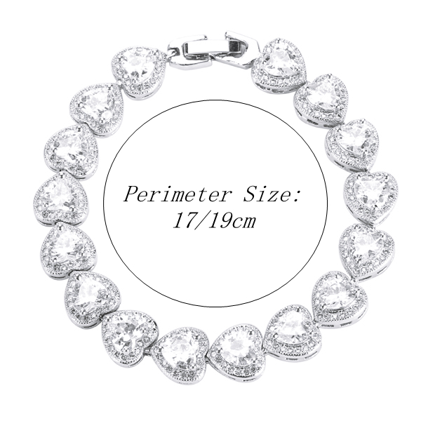 Platinum Classic Heart Micro Zircon Bracelet Fine Jewelry for Women